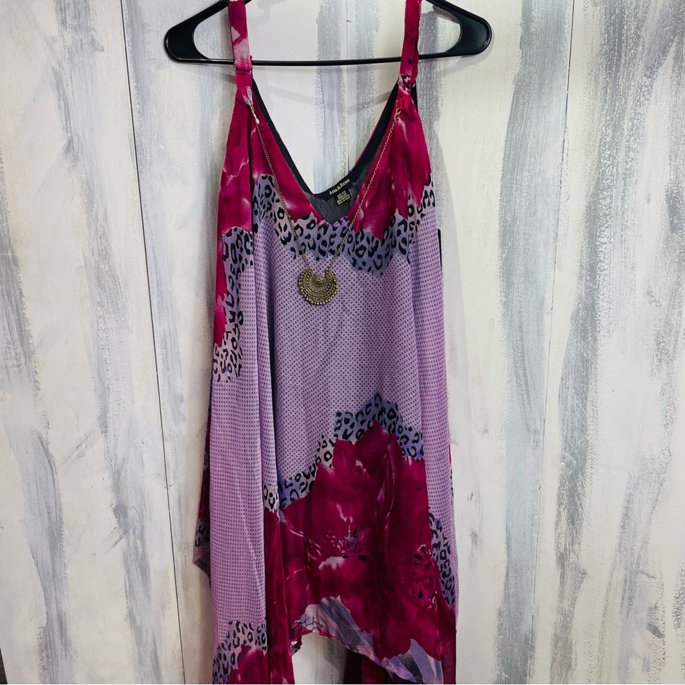 Ana & Rose Sheer Floral Animal Print Sleeveless Gold Necklace Beach Coverup OS - Picture 7 of 7